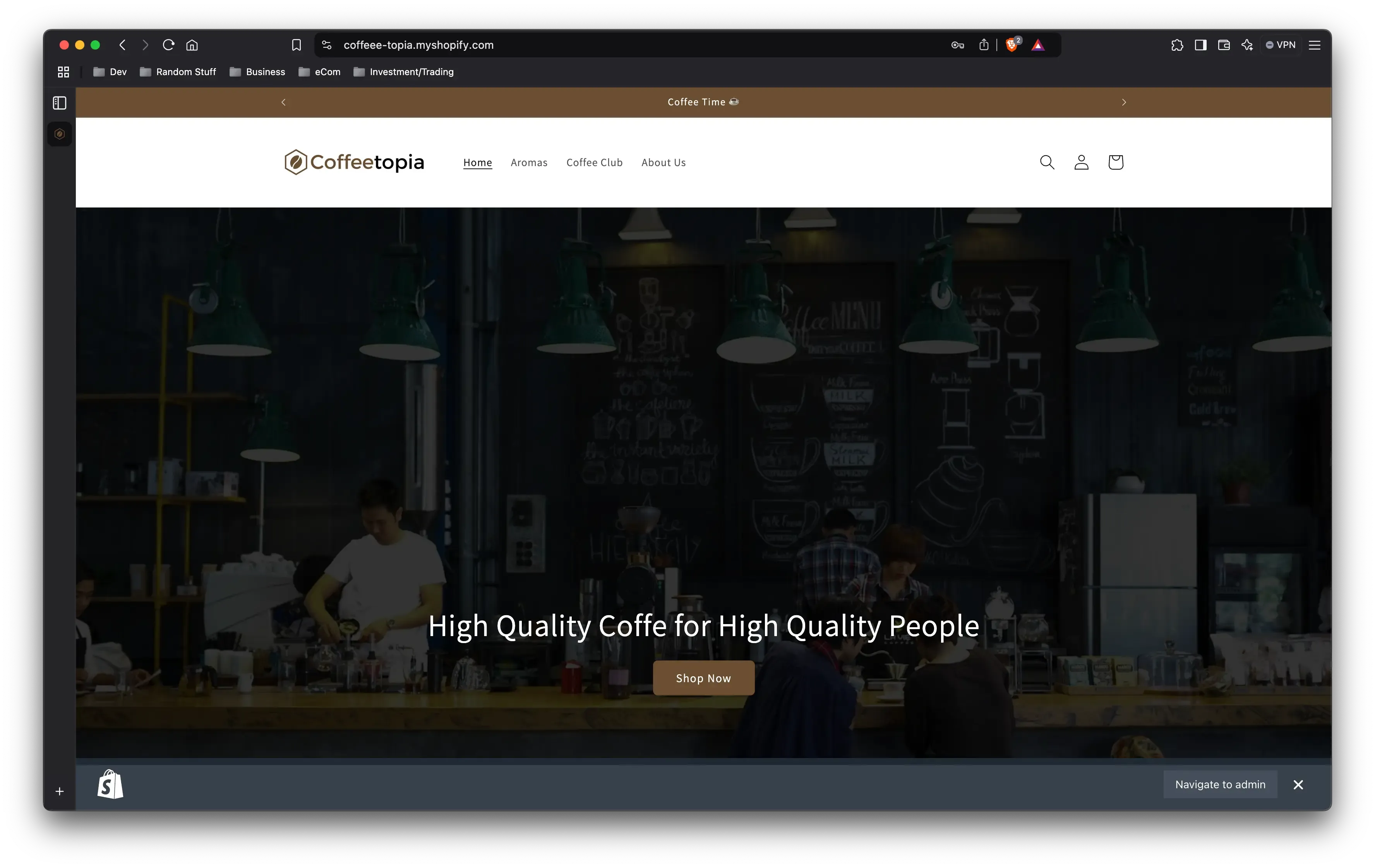 Coffeetopia Store Banner Section